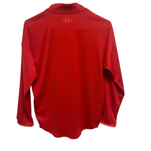 Under Armour Kids Red HeatGear Quarter Zip Pullover Long Sleeve Shirt YMD Medium - Picture 2 of 11